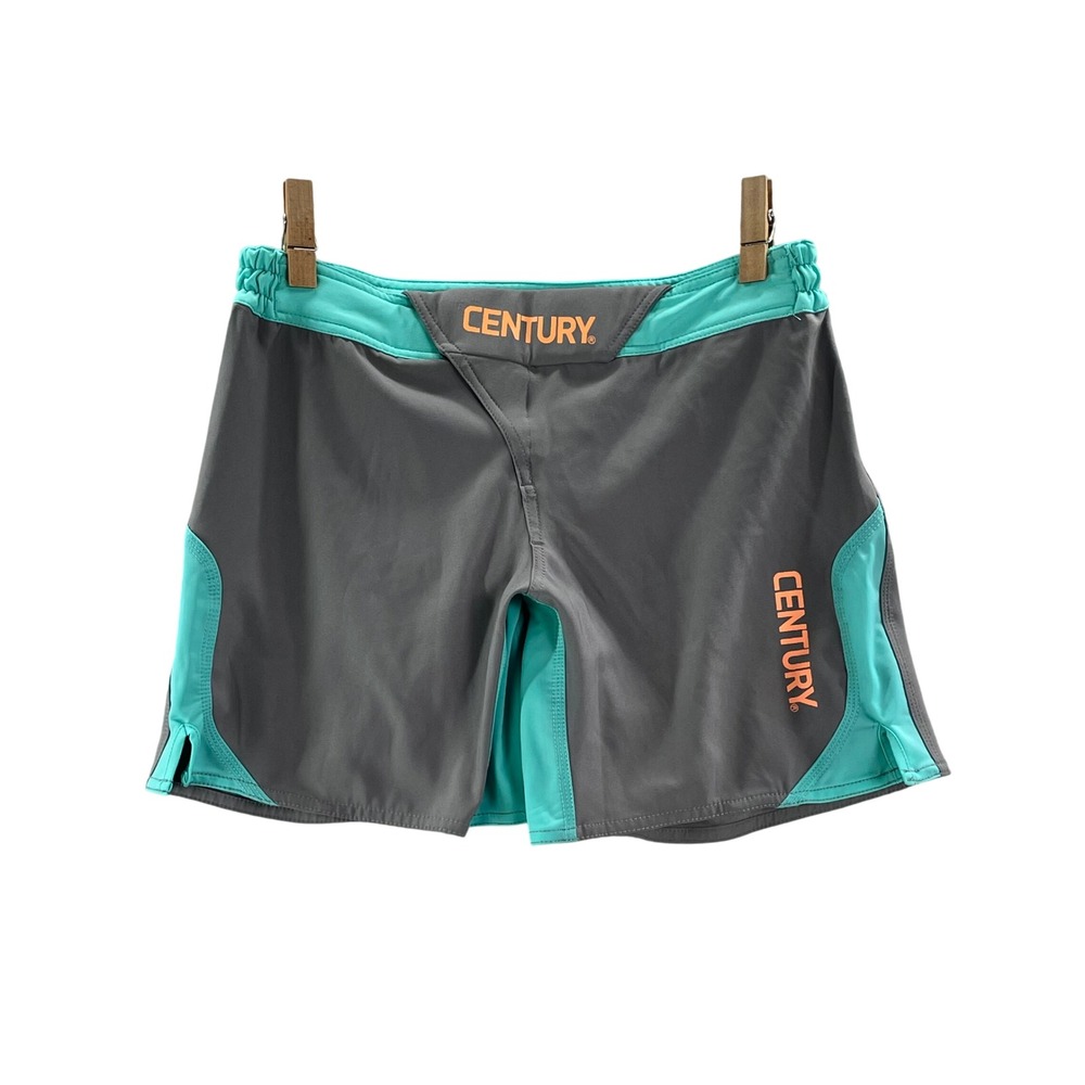 Century Martial Arts Shorts Womens 8 Gray Teal MMA Grappling‎ Training Athletic